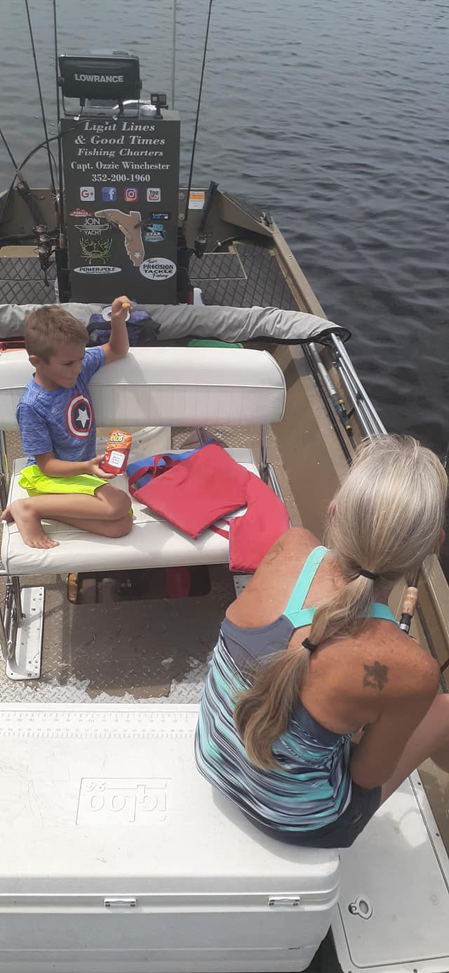 Family relaxing on boat